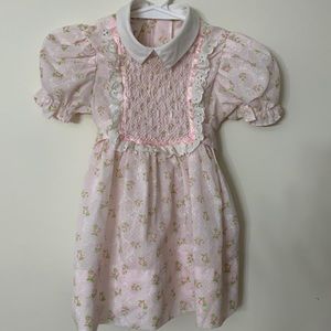 Vintage Polly Flinders hand smocked, dress toddlers, size 2